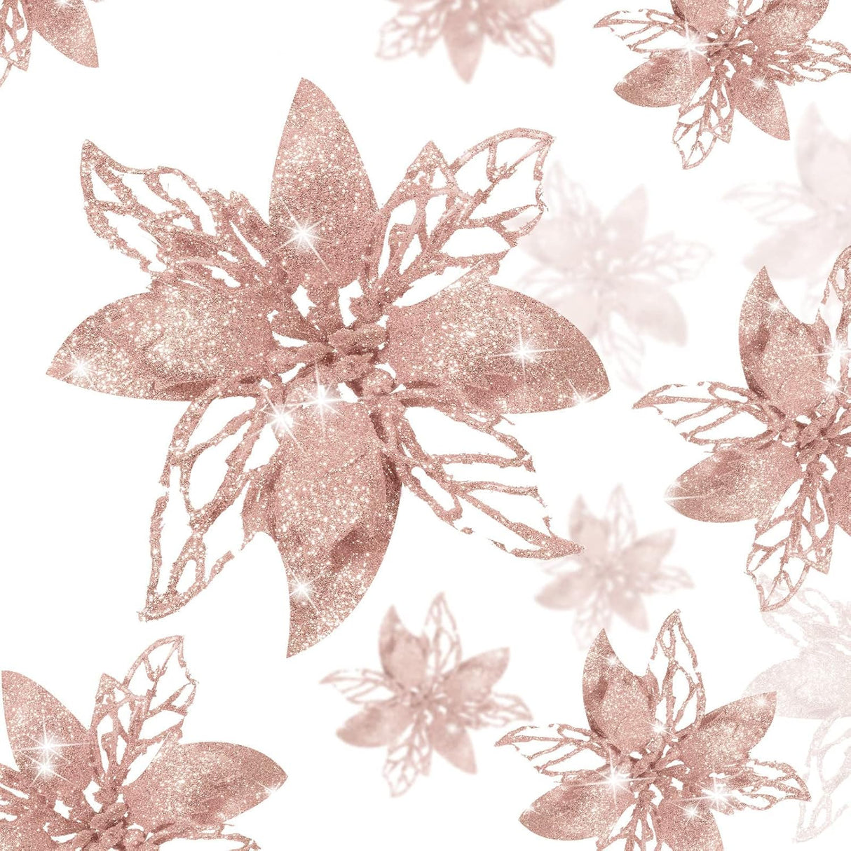 Flores Artificiales Poinsettia Boao 24 Piezas Decoración Navidad