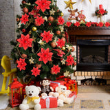 Flores Poinsettia Artificiales, 36 Pcs, Decoración Navidad
