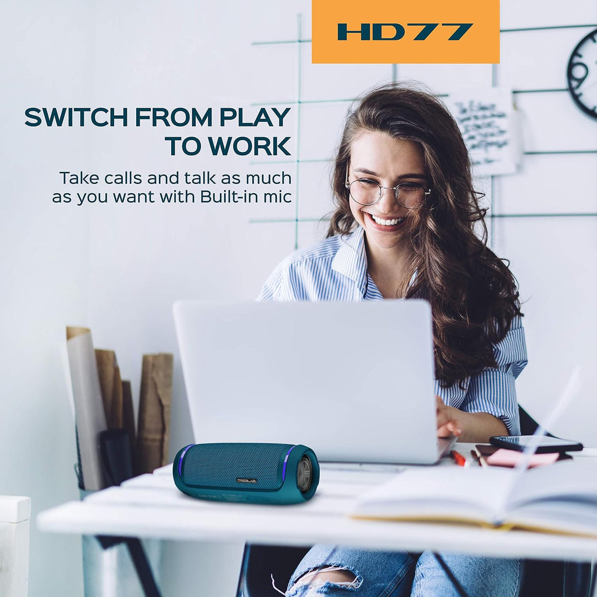 Altavoz portátil Bluetooth - Sonido envolvente HD de 360°