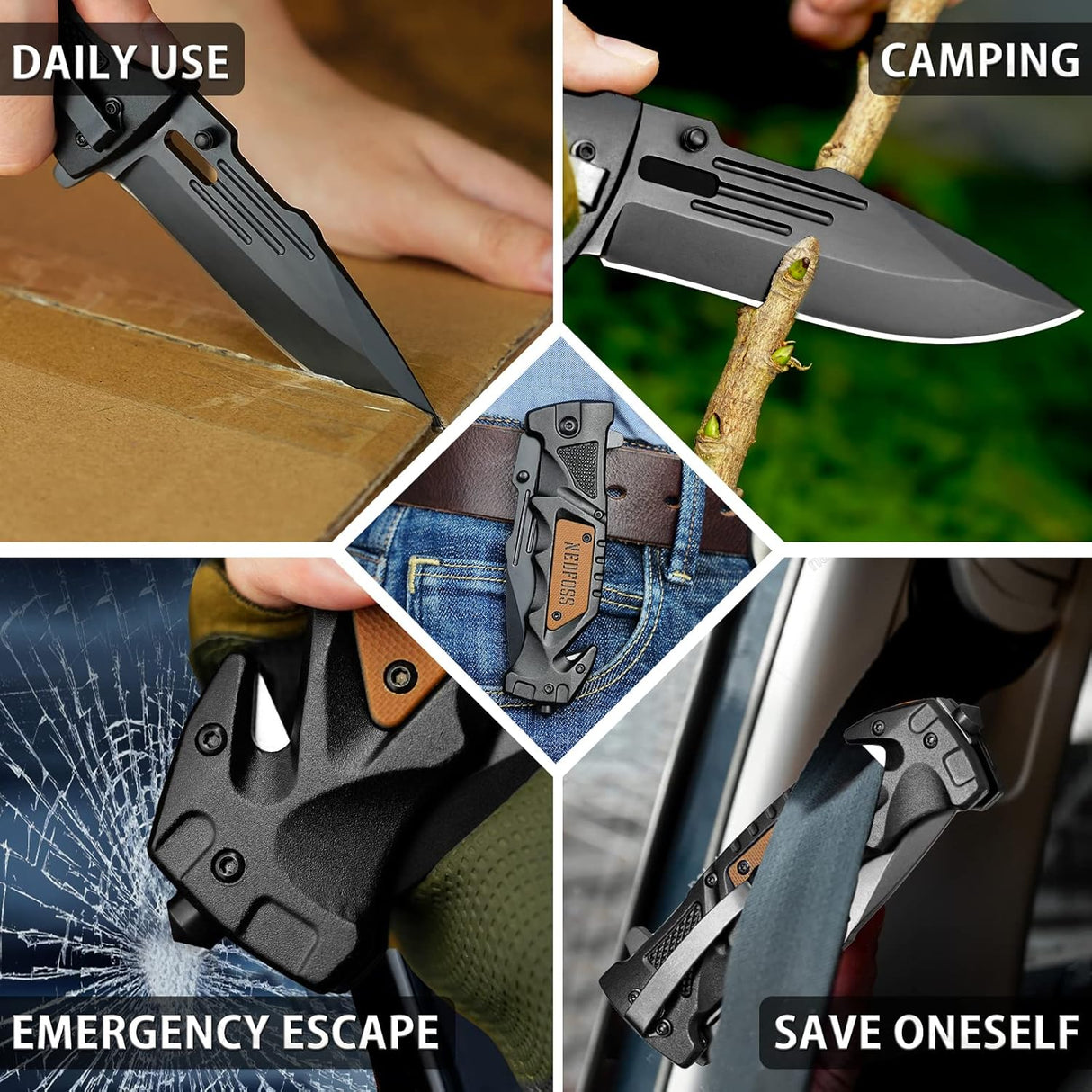 Cuchillo plegable de bolsillo DA75 de camping 3 en 1