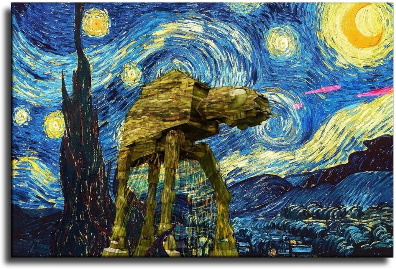 Póster artístico Starry Night at-at en lienzo, decoración moderna