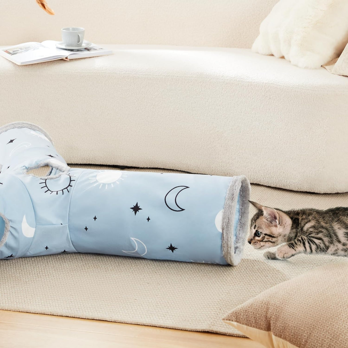 Túnel para Gatos Love's Cabin 3 Vías con Juguetes y Agujeros