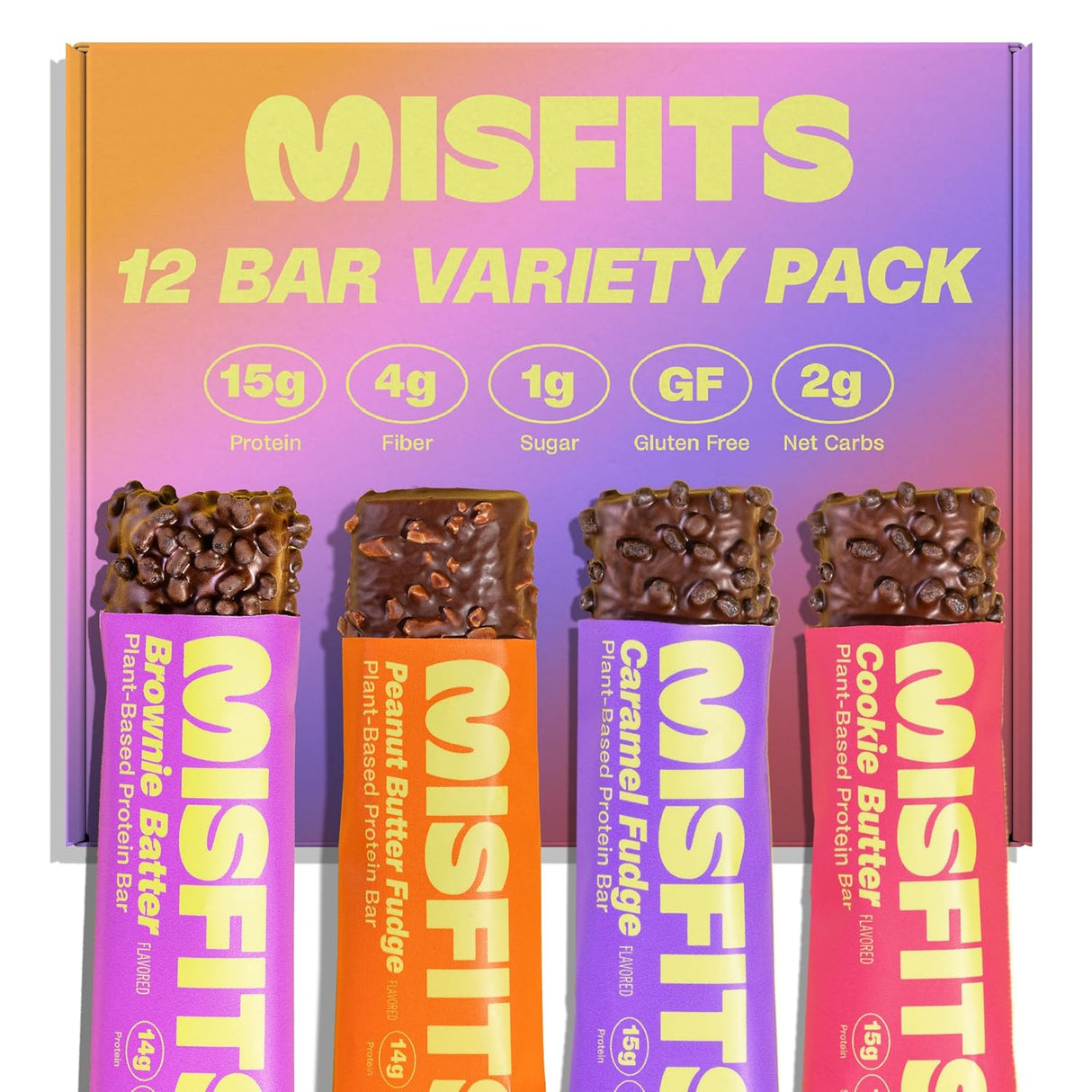 Barritas veganas Misfits, gluten free, bajo azúcar, variedad 12