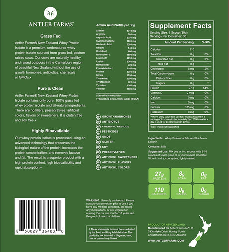 Proteína de suero de leche pura, Antler Farms, 2 lbs
