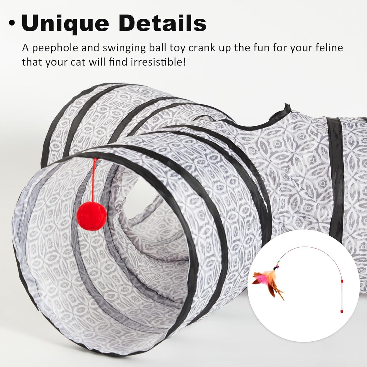 Túnel para gatos 3 vías Love's Cabin, plegable con juguete bola