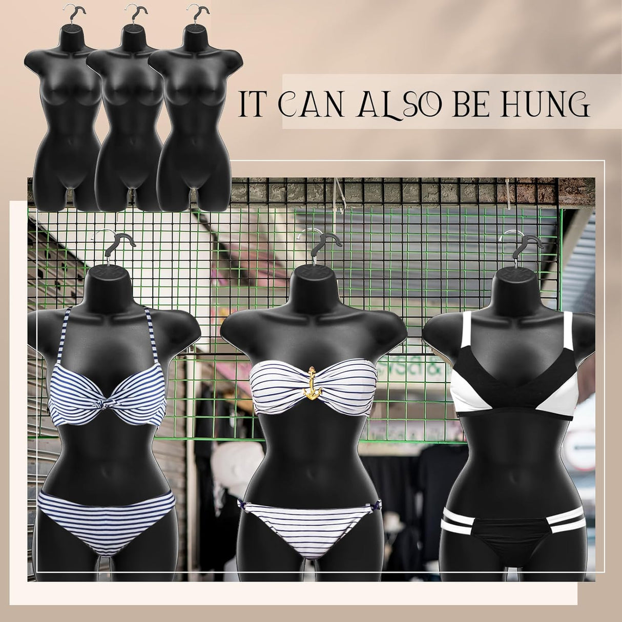 Maniquí Femenino Hueco con Gancho, 12 Pcs, 31.1x16.1 Inch