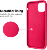 OTOFLY Funda de silicona suave diseñada para iPhone 11, [protección contra caídas de grado militar] [forro de microfibra antiarañazos] Funda protectora a prueba de golpes, funda delgada de 6.1 pulgadas, rosa neón