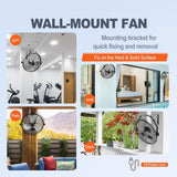 VEVOR Ventilador de Pared 18 3 velocidades IP44, 4150 CFM