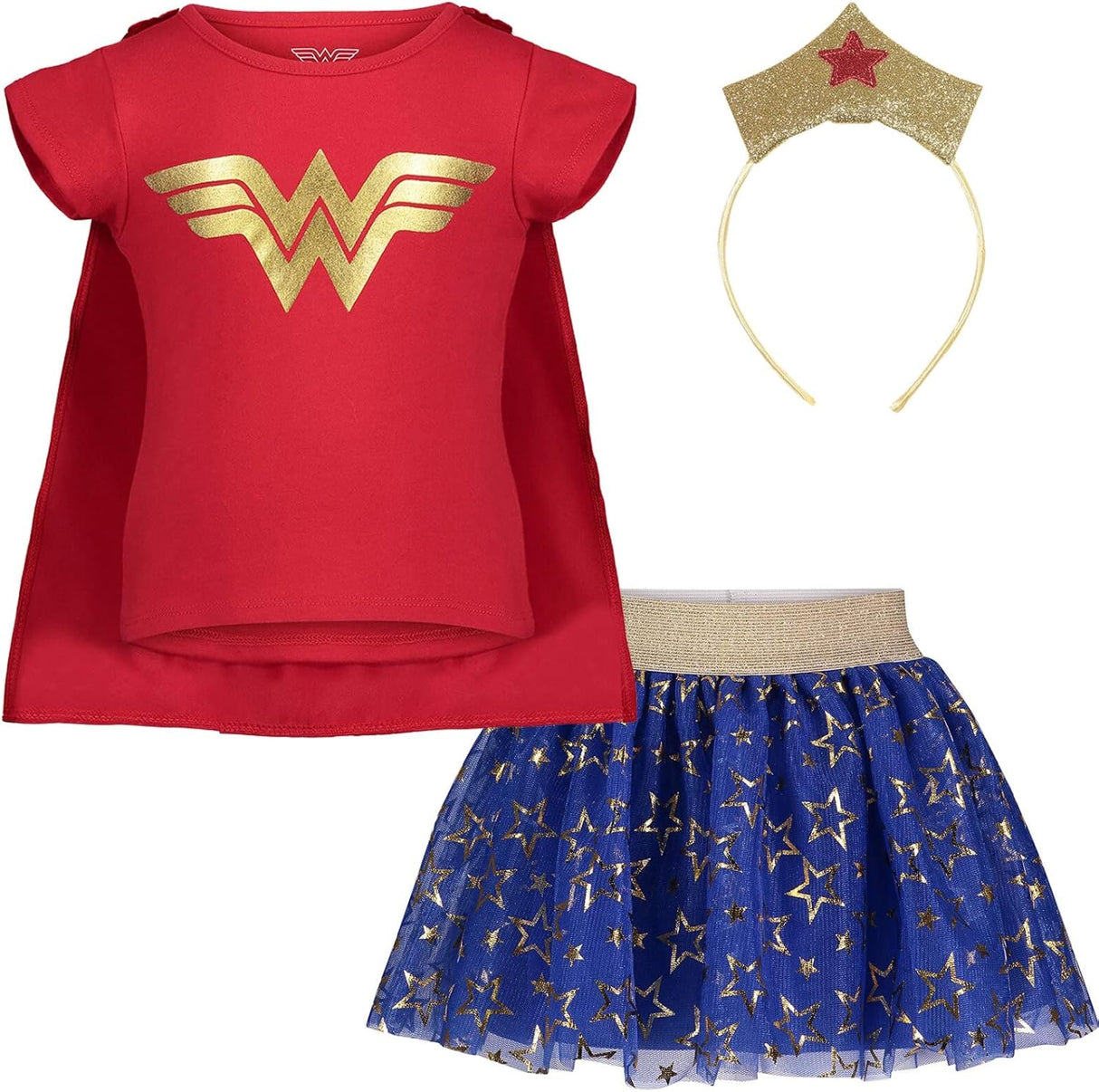 Disfraz Wonder Woman DC Comics Con Falda y Capa para Niños