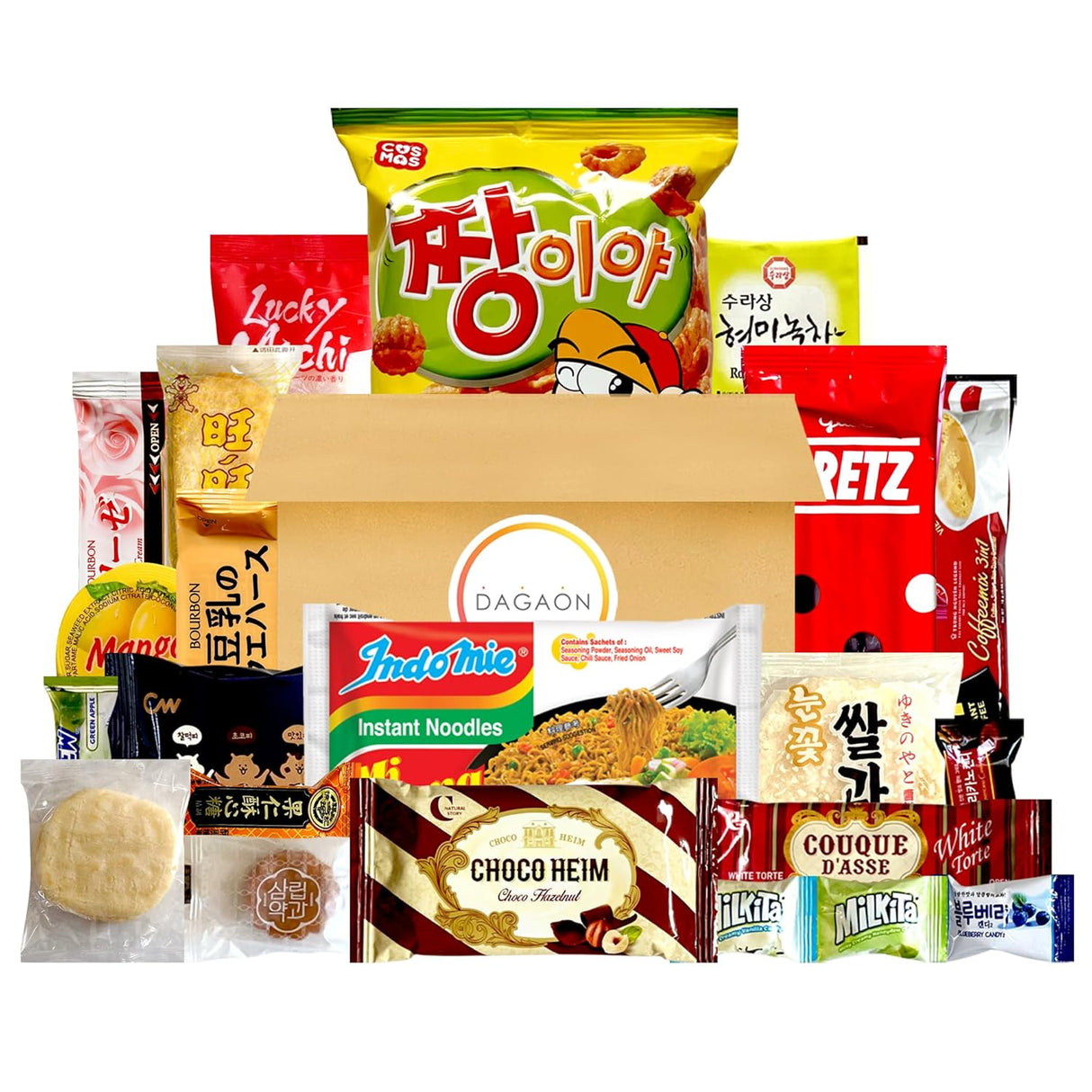 Caja de Snacks Asiáticos Dagaon 22 Piezas - Dulces y Salados