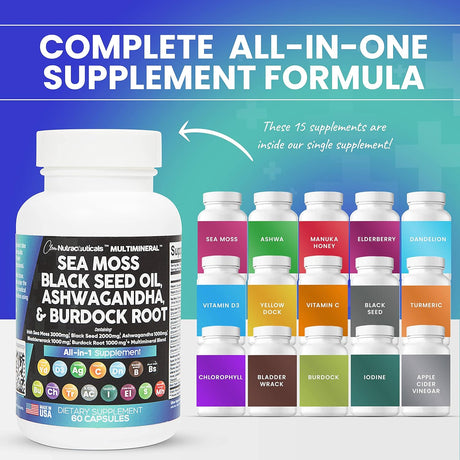 Suplementos Musgo marino 3000 mg aceite de semilla negra