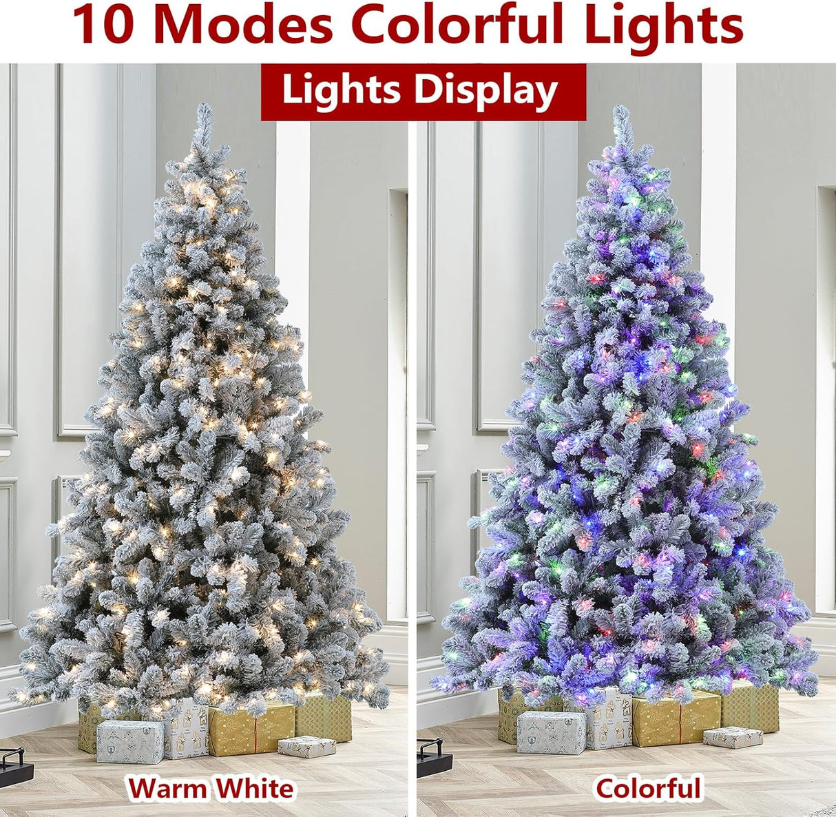 Árbol de Navidad Nevado de 7.5 ft con Luces y Funciones