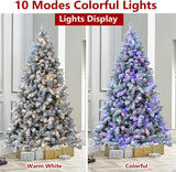 Árbol de Navidad Nevado de 7.5 ft con Luces y Funciones