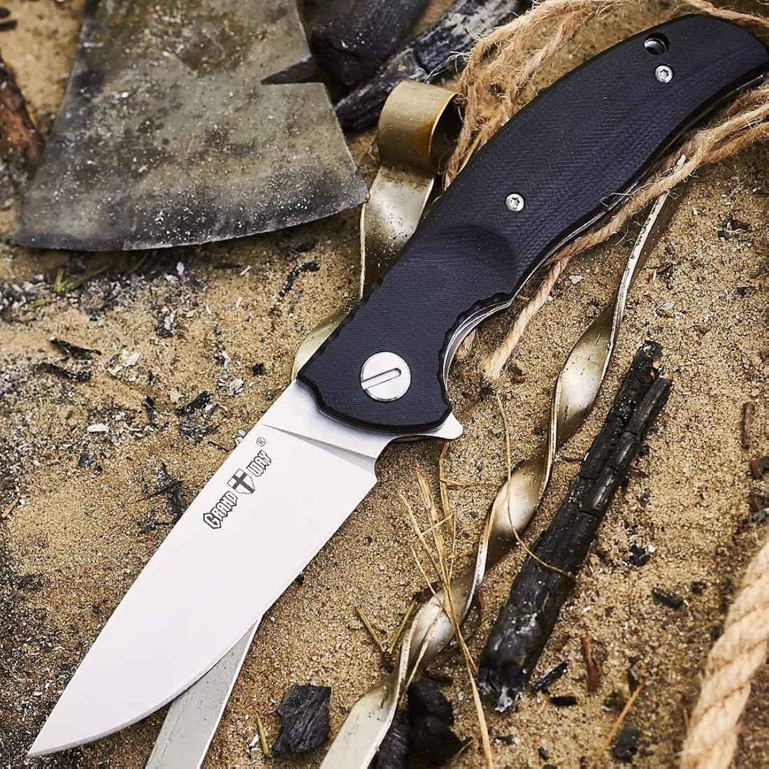 Navaja de bolsillo navaja plegable negra con mango G10