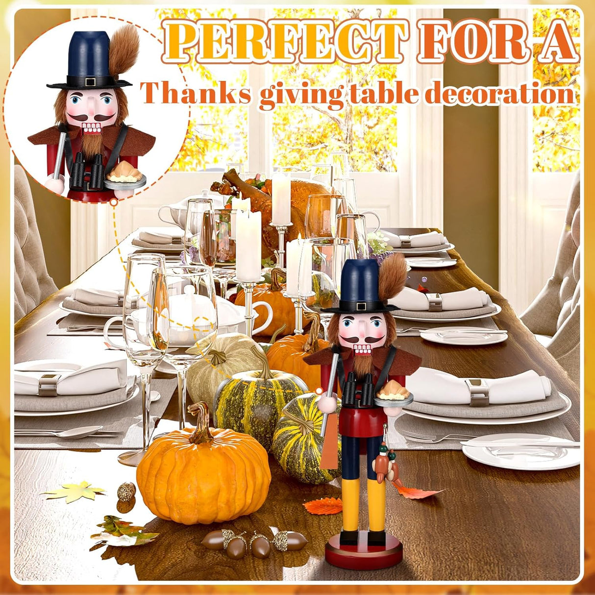 Figuras de Nuez de Madera 15 para Acción de Gracias - Decoración Festiva