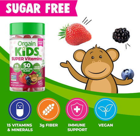 Suplementos multivitamínicas sin azúcar para niños veganas