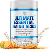 Polvo de aminoácidos 100% esenciales [sabor cítrico, 60 (0.18 oz) porciones] BCAA Plus L-lisina, L-treonina, L-fenilalanina, L-metionina, L-histidina y L-triptófano Suplemento nutricional
