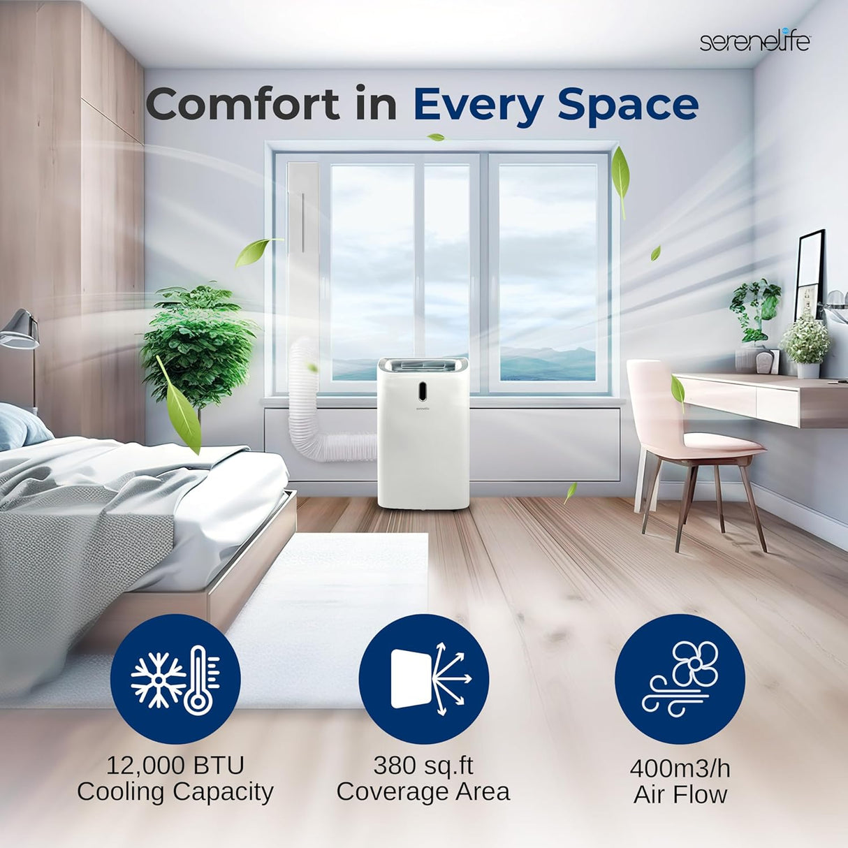 Aire acondicionado portátil SereneLife SLPAC240W 12000 BTU