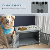 Cuencos elevados grandes para perros con armario PawHut