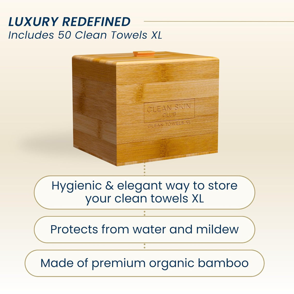 Caja de bambú con funda y toallas faciales CLEAN SKIN CLUB