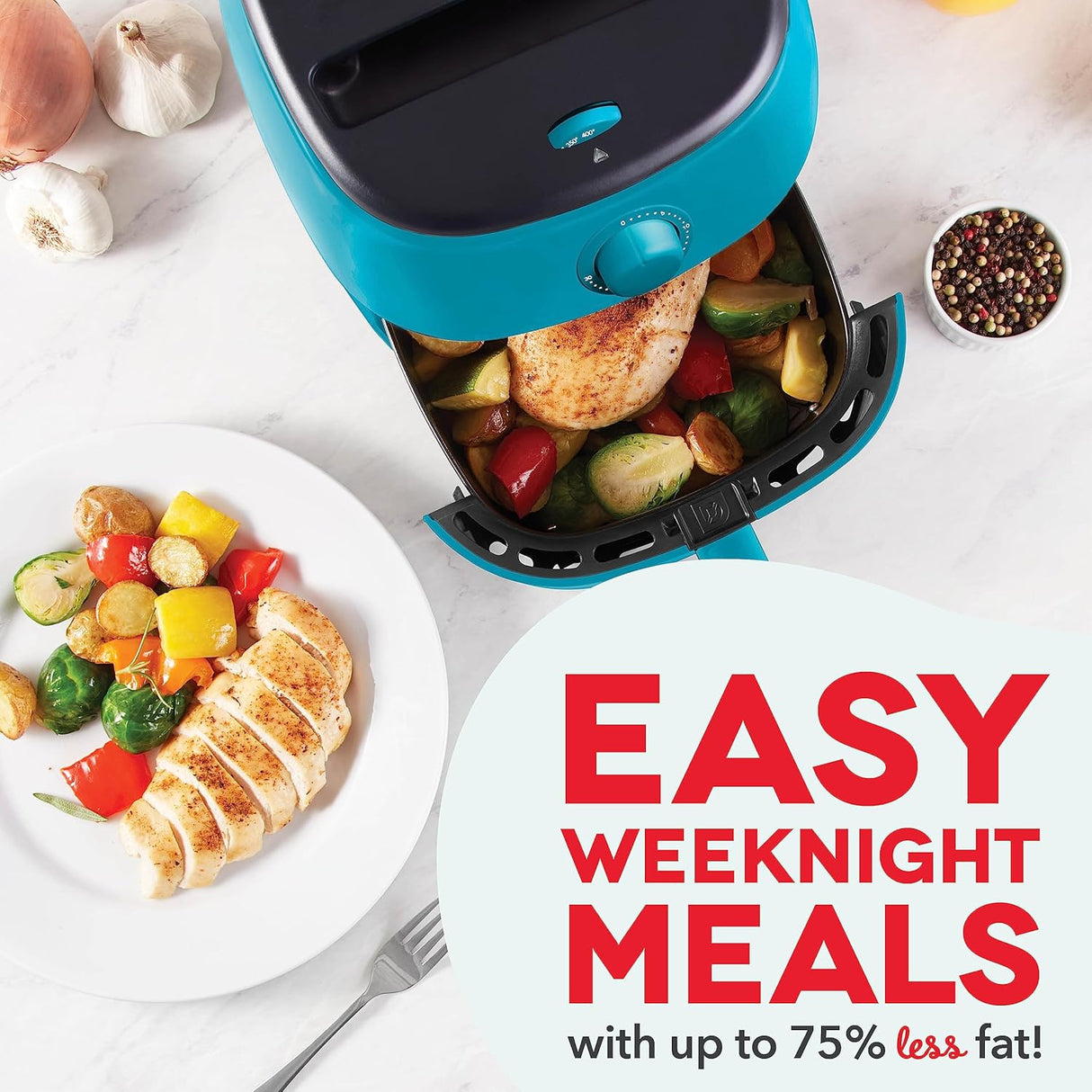 Freidora de Aire Tasti-Crisp™ de DASH, 2.6 Qt, 1000W, Compacta