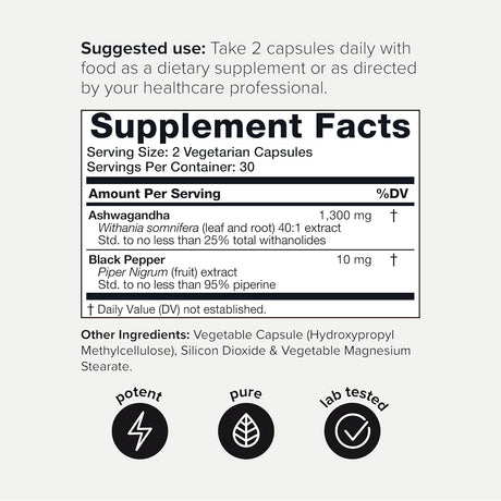Cápsulas de Ashwagandha Toniiq 52,000mg 25% Withanolides