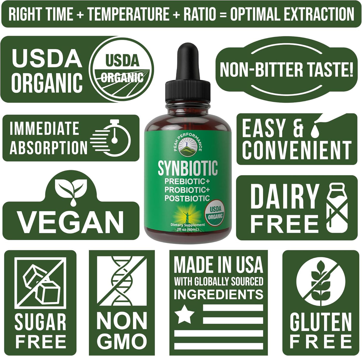 Synbiotic Orgánico para Gut y Microbioma, Vegan, Made in USA