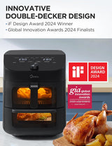 Freidora de aire Midea 11 QT, 8 en 1, Wi-Fi, Alexa, Recetas