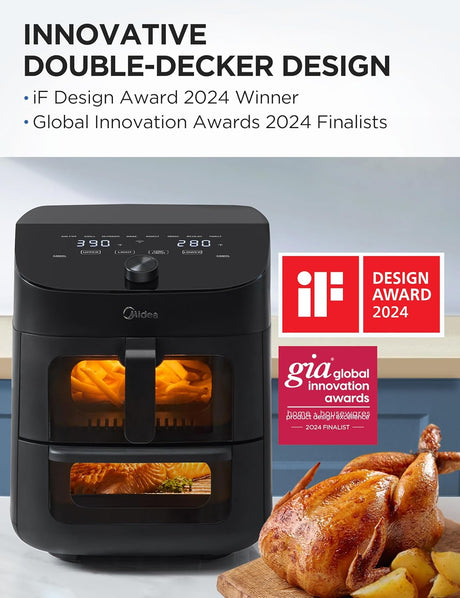Freidora de aire Midea 11 QT, 8 en 1, Wi-Fi, Alexa, Recetas