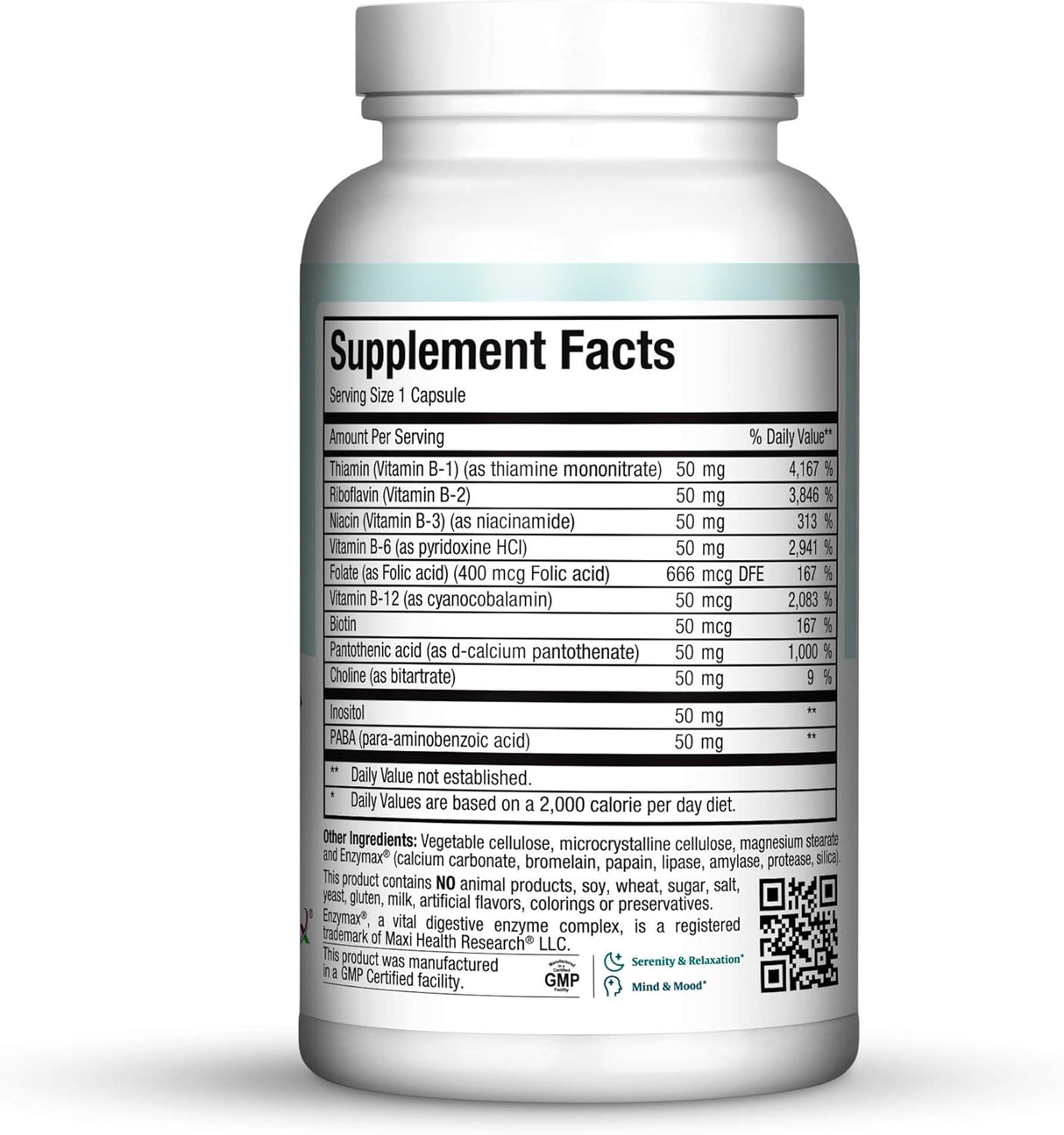 Suplementos Complejo de vitamina B-50 con inositol y biotina