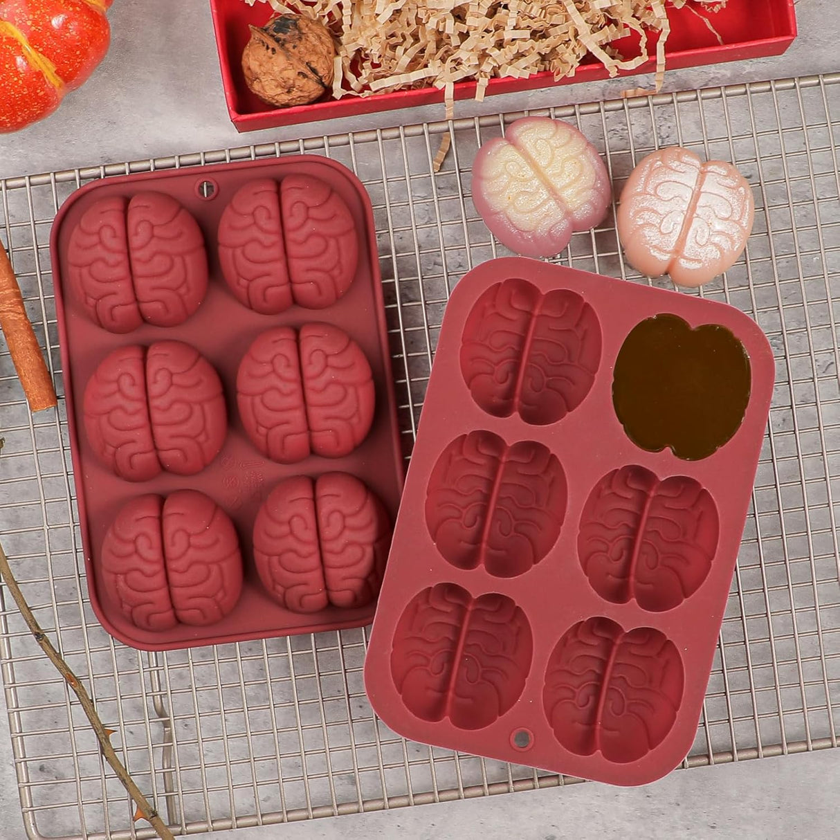 Moldes de Silicona Cerebro Kamehame, 2 Pcs para Halloween