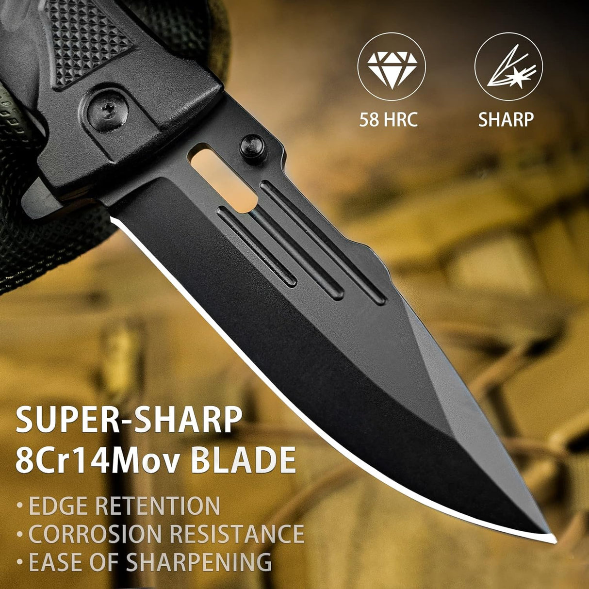 Cuchillo plegable de bolsillo DA75 de camping 3 en 1