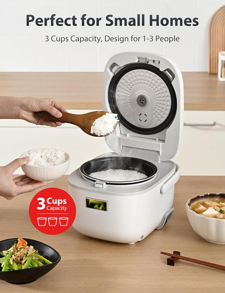 Olla arrocera Toshiba 3 tazas, cocción fácil y temporizador