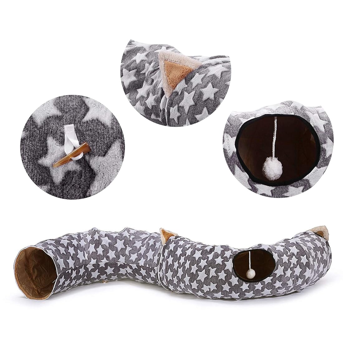 Cama de túnel para gatos con cojín de felpa lavable