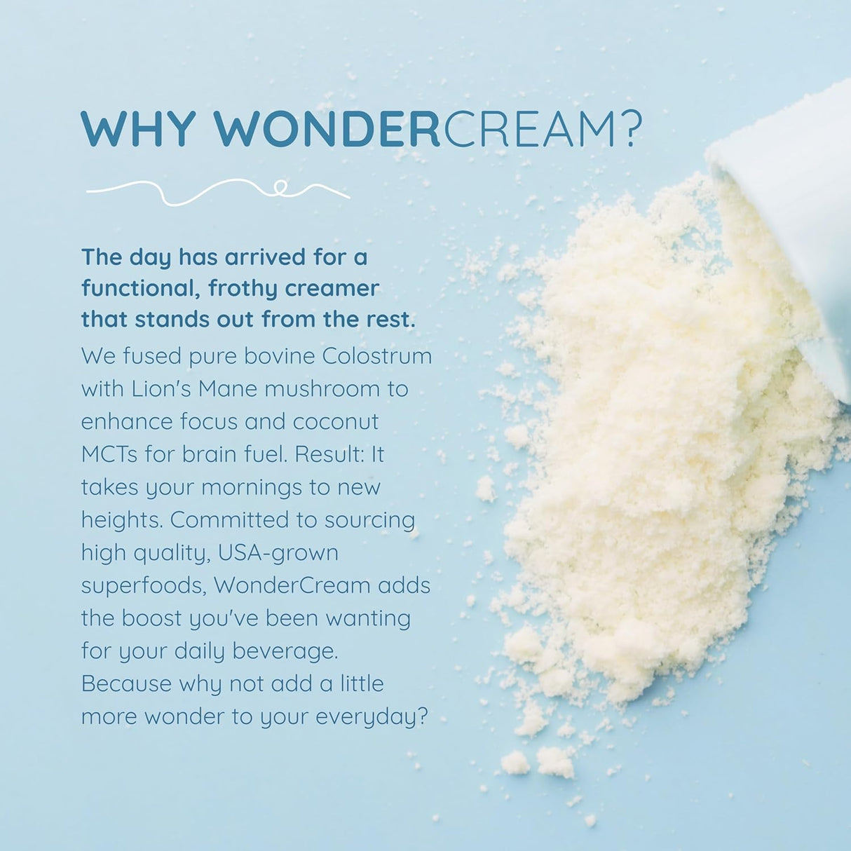 Suplemento en polvo WonderCow: Crema, sin azúcar, keto.