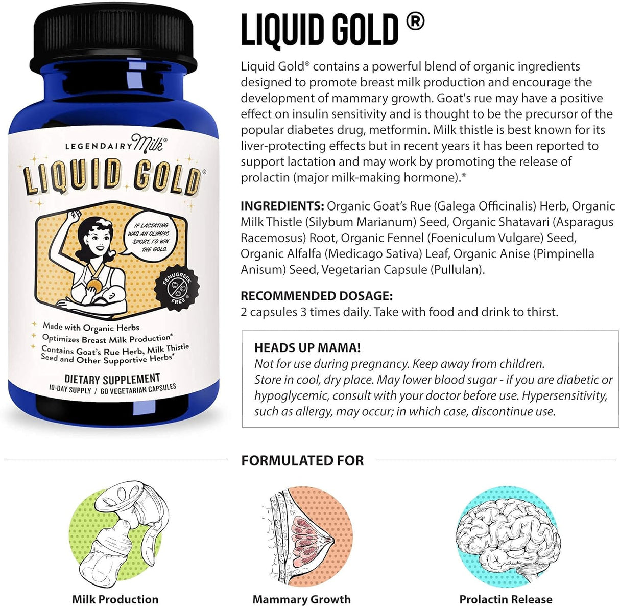 Suplementos Liquid Gold®  de lactancia materna a a base