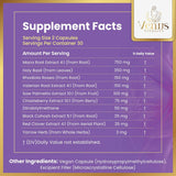Suplemento de equilibrio hormonal con Black Cohosh, Maca y Basil para menopausia