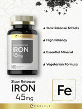 Carlyle Hierro Lenta 45 mg 180 Comprimidos Suplemento