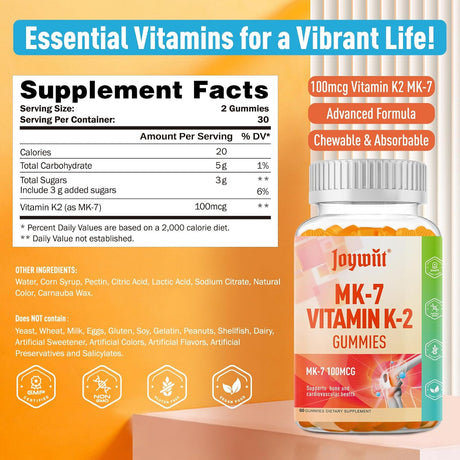 Gominolas de K2 MK-7 100mcg, Extra Fuerza, 60 unidades