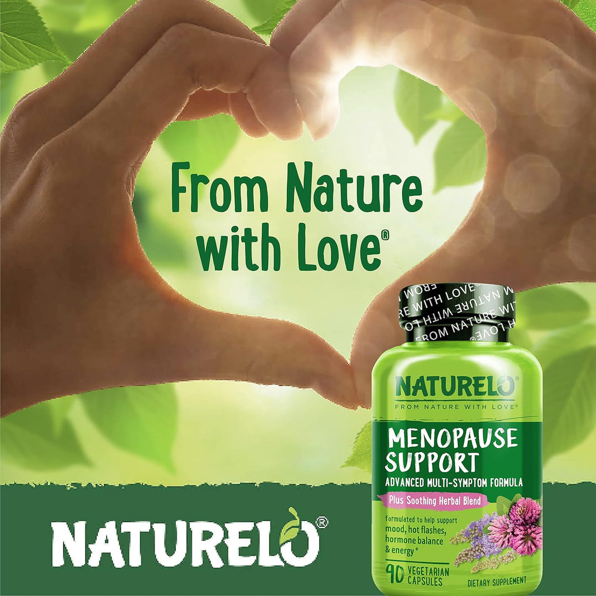 Suplemento para menopausia NATURELO con hierbas, 90 cápsulas