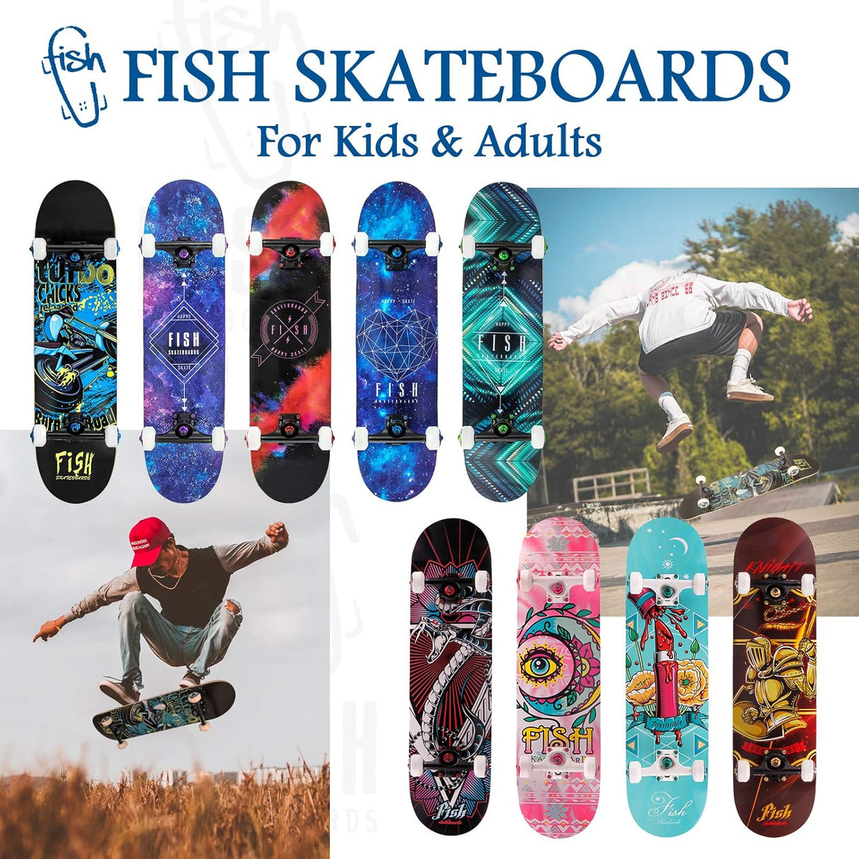 Skateboard Completo 31"x8", Madera de Arce, Doble Kick