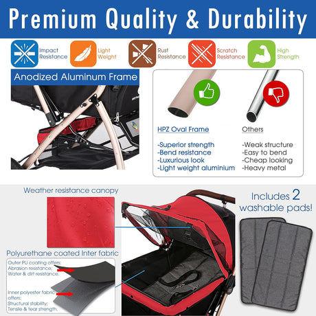 Carro de mascotas HPZ Pet Rover XL, resistente y convertible, 2ª Gen
