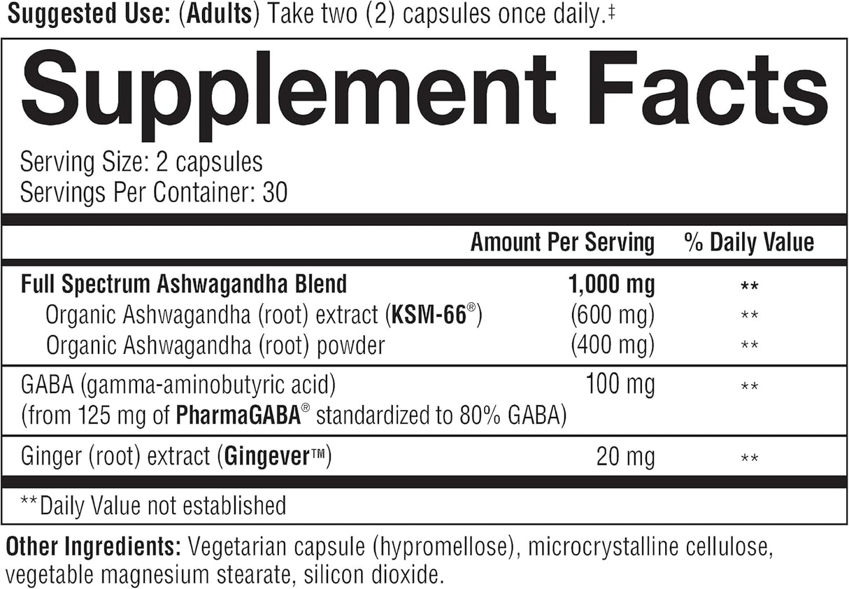 Suplemento Youtheory Ashwagandha+GABA  reducir el estrés