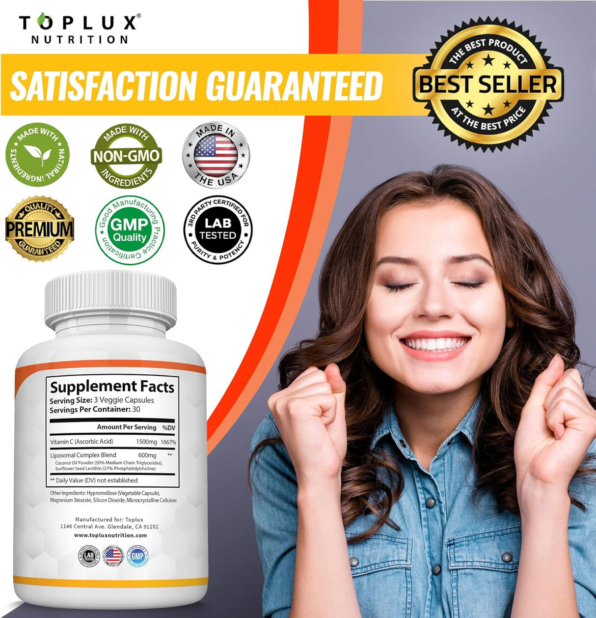 Suplementos Liposomal Vitamina C 2100 mg   vegano sin OMG