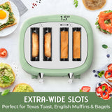 Tostadora retro de 4 ranuras,6 niveles de tostado