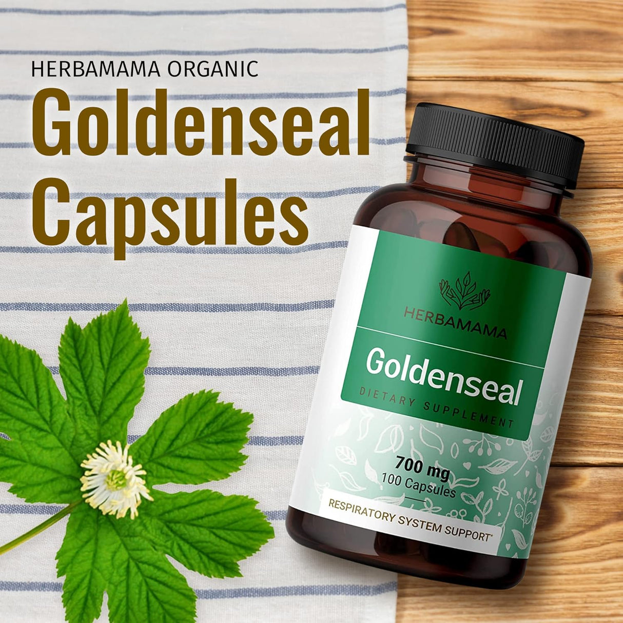 Suplemento de raíz Goldenseal  Pastillas orgánicas 100 cáp
