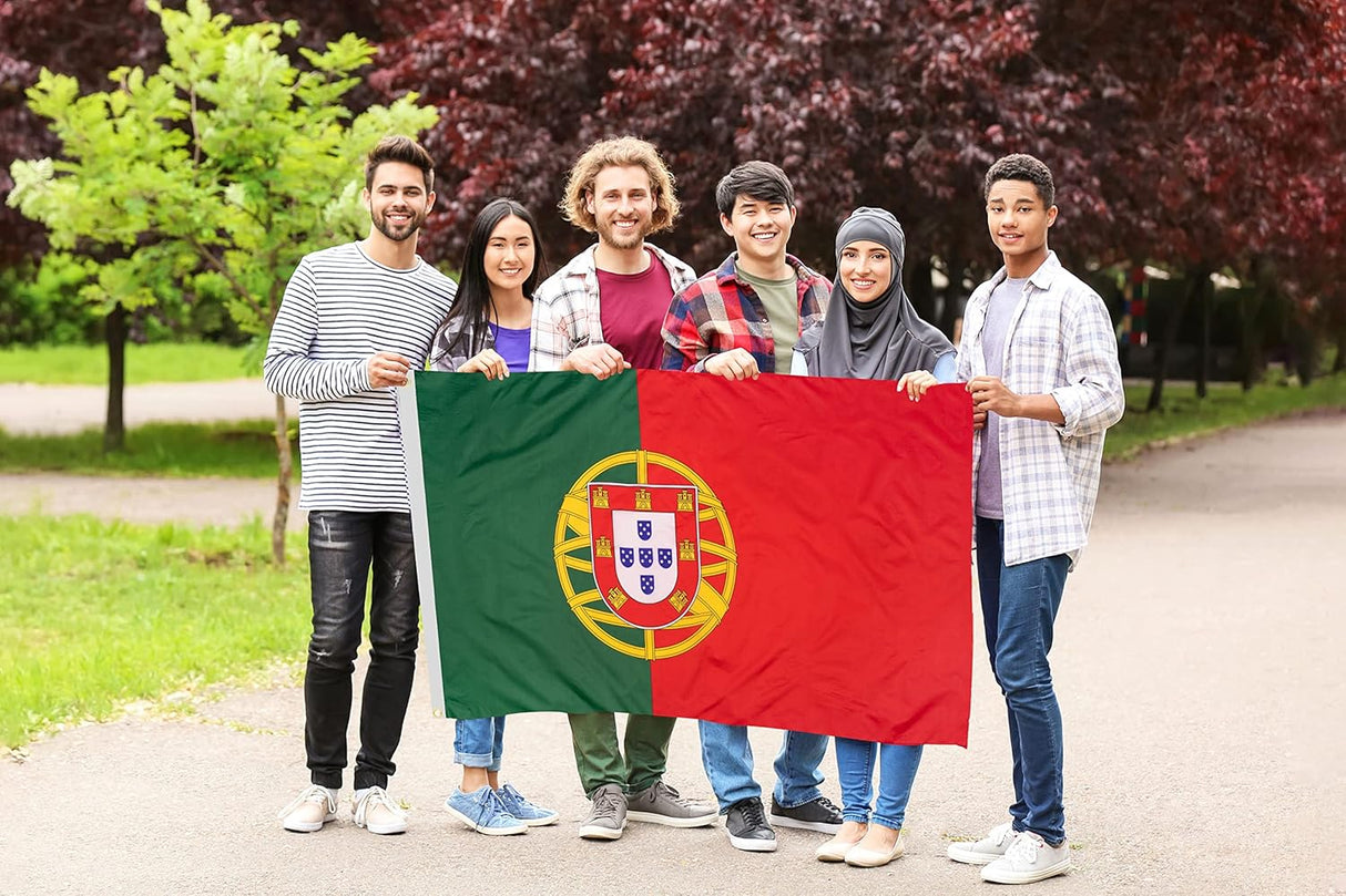 Bandera de Portugal DANF 3x5 pies, resistente, ojales de latón