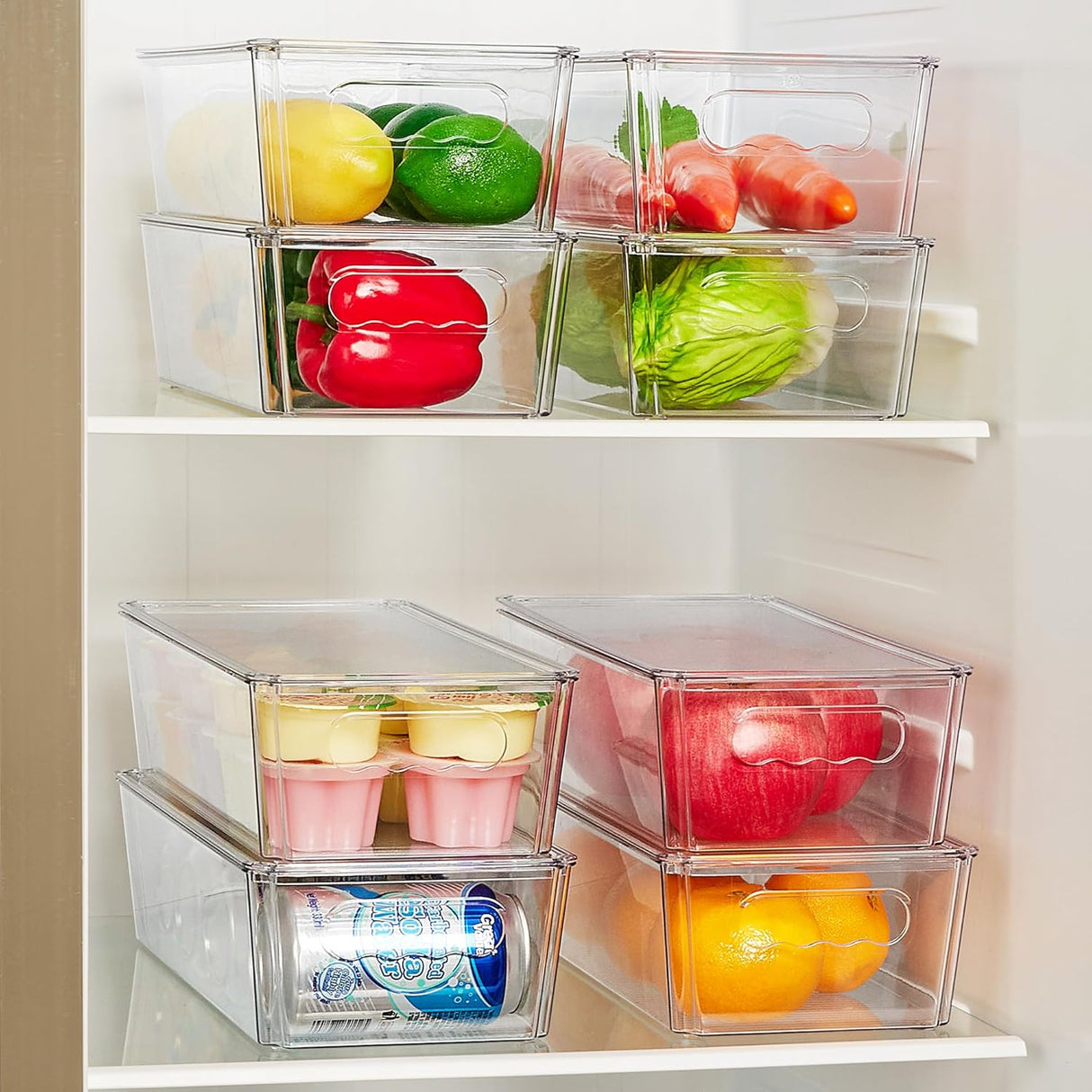 Organizadores y contenedores apilables con tapa para cocina