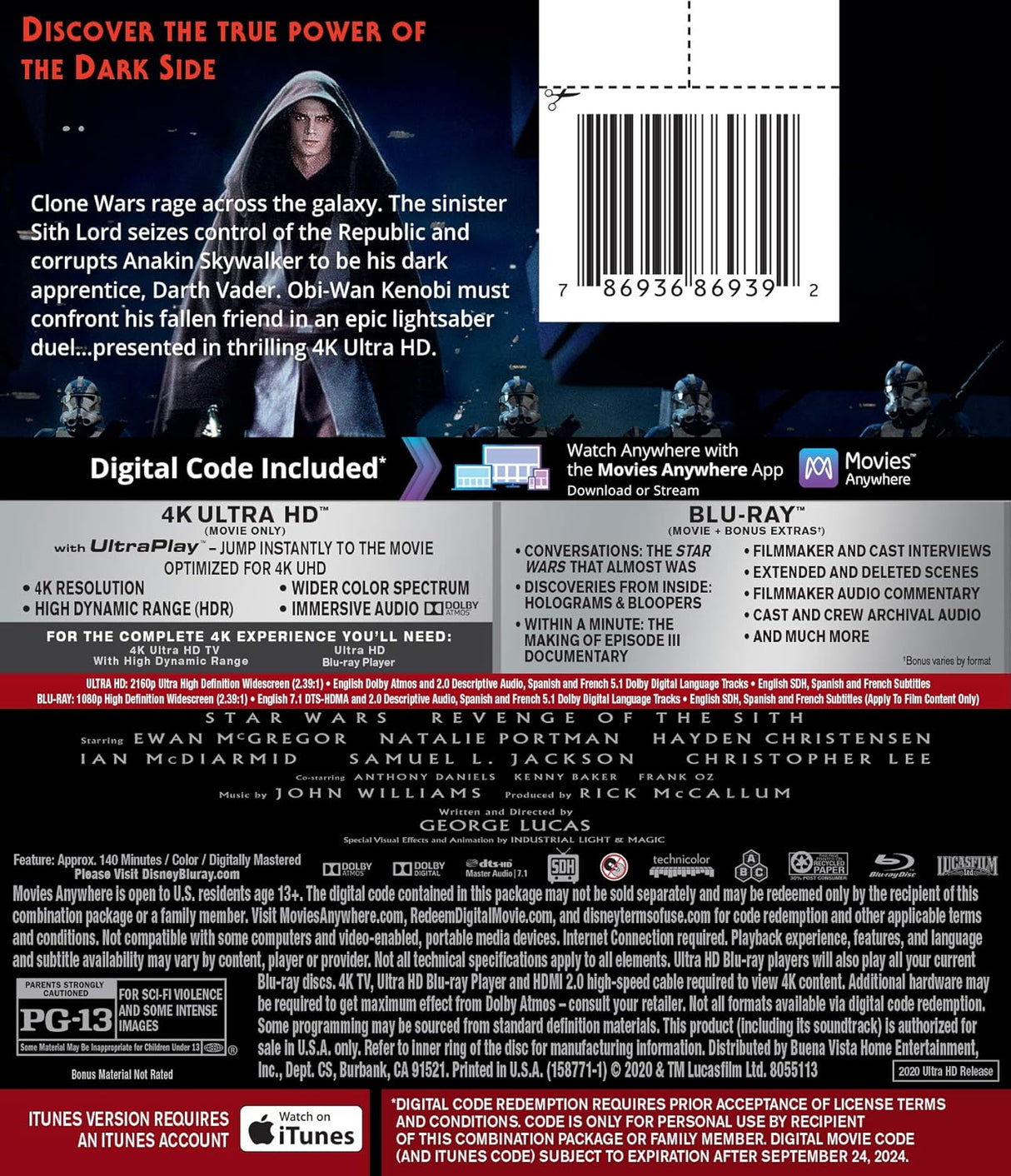 Pelicula Star Wars: La venganza de los Sith  [4K UHD]