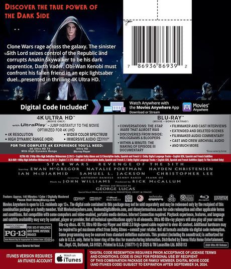 Pelicula Star Wars: La venganza de los Sith  [4K UHD]